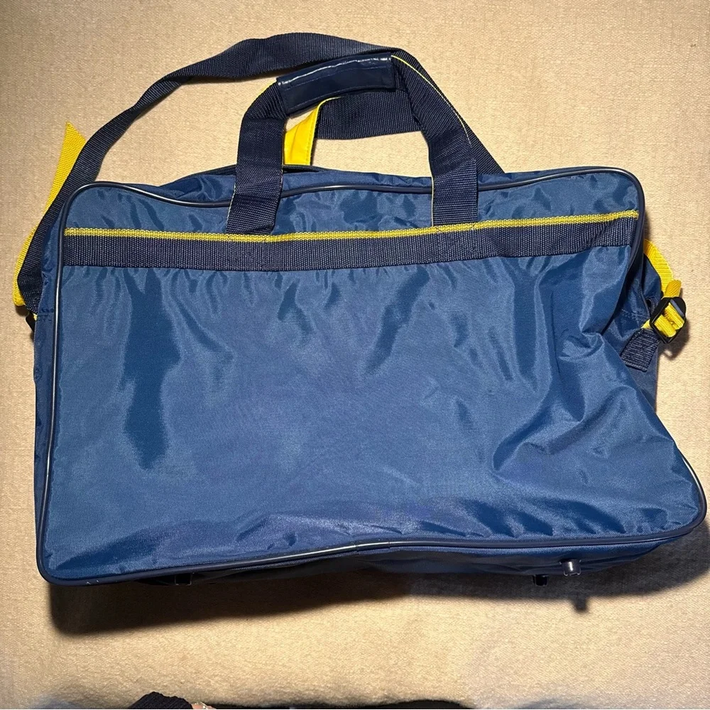 Vintage Emilio Pucci Navy Blue & Yellow Overnighter Duffel Bag Luggage Designer